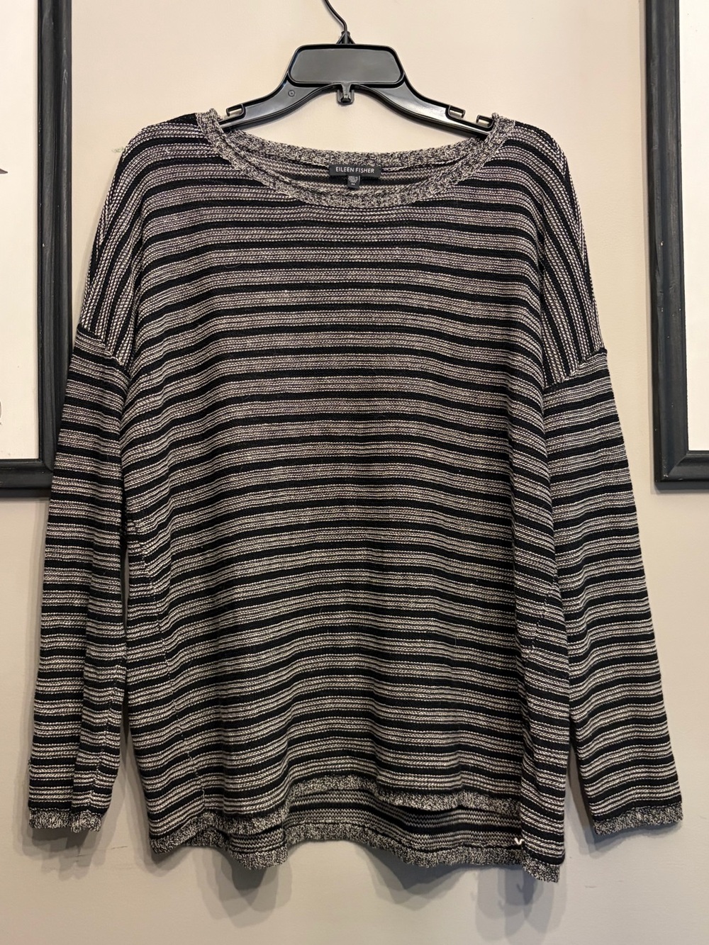 Eileen Fisher Wool Linen Striped Pullover Size M